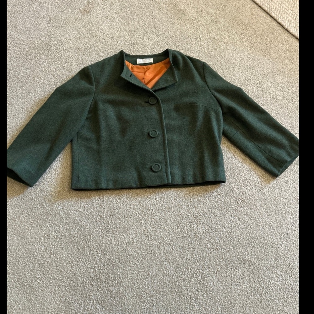 Pendleton Forest Green Jacket With Vibrant Orange… - image 1